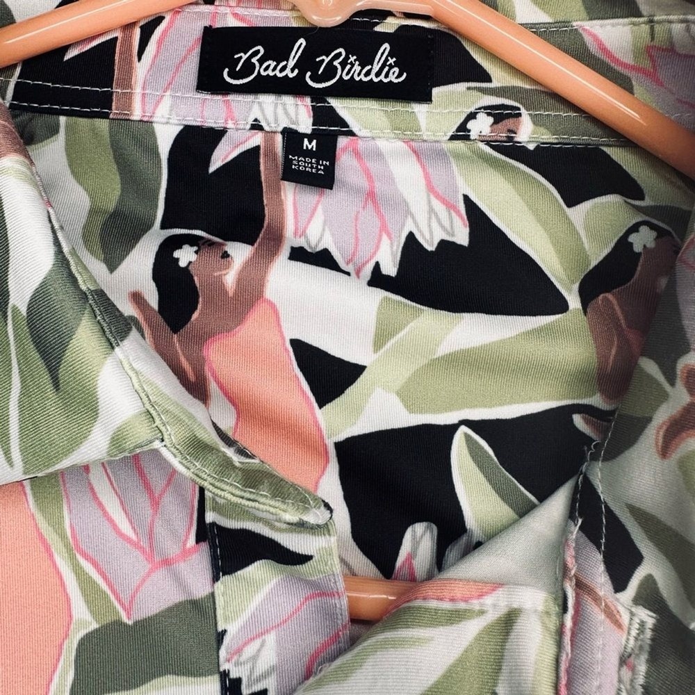 Bad Birdie Polo Shirt‎ Mens Medium Green Hula Dancer Tropical Golf Performance - Picture 5 of 5